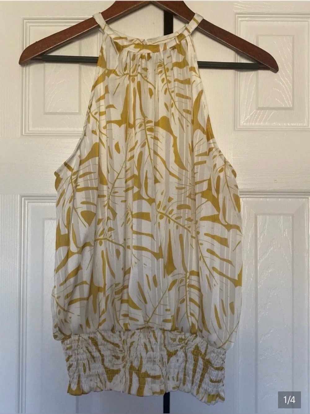 Joie Yellow & White Palm Leaf Print Tank Top Size XS